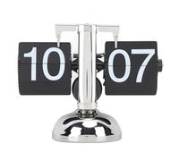 Tnfeeon Reloj con Tapa, Gran Número, con Pilas, de Acero Inoxidable 304, de Mesa, Retro, para Oficina en Casa, 24 Horas (Todo Negro)