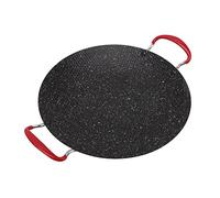 Tnfeeon Sartenes para Parrilla Plancha Redonda con Superficie de Cocción Grande, Sartén Duradera para Acampar, Barbacoas en el Patio Trasero y Cocinas Domésticas, Sartén Antiadherente para Freír,