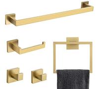 TNOMS Juego de Accesorios de baño de 5 Piezas, Accesorios Dorados de Acero Inoxidable montado en la Pared de 59.9 cm