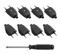 TNSLAND 8 Piezas Enchufe Europeo Plano, Clavija Enchufe Macho Plano 250 V 2,5 A, Enchufes de Alimentación para Uso en Interiores, Hogar de Schuko Instala o Reemplaza,Negro