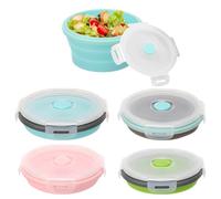 Toaboa Fiambrera plegable de silicona, 5 unidades, latas de 350 ml con tapa