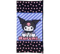 Toalla de baño Kuromi de CARTOON 70 x 140 cm de microfibra 100% poliéster 245 g/m², absorbente y de secado rápido, ligera y compacta, perfecta para la playa y la piscina, diseño en negro y lila con