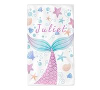 Toalla de mano personalizada para niños, toalla de mano personalizada con nombre personalizado, ballena, sirena, caballito de mar, tortuga marina, toalla de microfibra suave para niños, 16 x 27.5