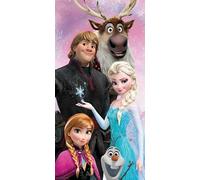Toalla de playa Disney Frozen | Suave y absorbente 100% algodón para niños | Grande 70x140cm | Con Elsa, Anna, Olaf, Sven y Kristoff | Toalla de baño, piscina y playa | Secado rápido y ligera