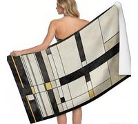 Toalla de Playa Microfibra Rectángulo de Forma geométrica 200 x 100 cm Beige Absorbente Secado rápido Playa Piscina Camping Viajes Verano