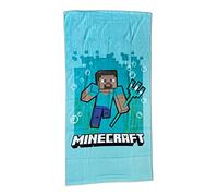 Toalla de playa Minecraft grande 70 x 140 cm 100% algodón modelo Steve Tridente. Toalla de piscina oficial