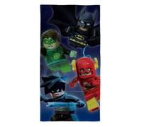 Toalla de playa oficial de Lego DC Superheroes - Batman, Flash, Nightwing & Green Lantern - 70 x 140 cm - 100% algodón