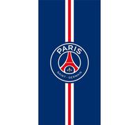 Toalla de playa Unyqoos® Paris Saint Germain, diseño a rayas, 75 x 150 cm, azul, 100% algodón, con el logotipo del club colocado en el centro, lavable a 40°C, apta para secadora