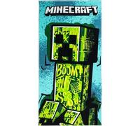 Toalla Infantil de Minecraft - Multicolor - 70x140cm - Elaborada con 100% Algodón de 320 gsm - Toalla Pequeña - Estampado de Creeper - Producto Original Diseñado en España