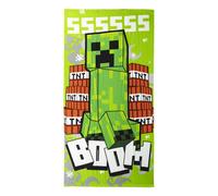 Toalla Infantil de Minecraft - Color Verde - 70x140cm - Elaborada con 100% Poliéster de 240 gsm - Toalla Pequeña - Estampado de Creeper con Explosivos - Producto Original Diseñado en España