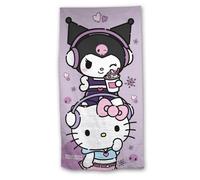 Toalla Playa o Piscina Microfibra Kuromi Con Hello Kitty 140x70cm