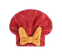 Toallas de secado cabello terciopelo Coral, turbante súper absorbente, gorro toalla for el, envoltura la cabeza rápido con ducha nudo lazo mojado Toalla Para El Pelo(Red,4PCS)
