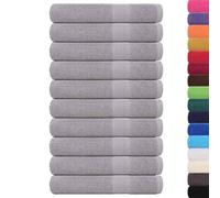 Toallas FROGN 10 uds. Gris 100x200 cm 360 g/m² Algodón | 10 toallas de algodón hilado en anillo, 100 x 200 cm, 360 g/m², gancho para colgar, lavable a máquina, uso multiusos