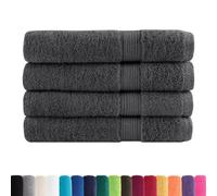 Toallas SOLUND 4 uds. Antracita 100x200 cm Algodón 600 g/m² | Algodón hilado en anillo, gancho para colgar, lavable a máquina, 600 g/m², uso multiusos, toallas de baño