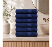 Toallas Unyqoos® de 70x140 cm – Juego de 6 – 100% algodón hilado en anillo, 650 GSM, hilo doble 20/2, certificación ® – Azul oscuro, extra suaves y de alta absorción