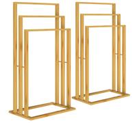 CASARIA® Juego de 2 Toalleros de Pie Madera de Bambú 3 Barras de Acero Inoxidable 82x40x24cm cm Sin Taladrar