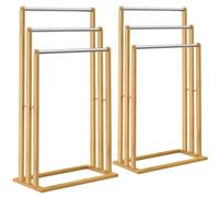 Toallero baño set de 2 bambú con 3 barras acero inoxidable