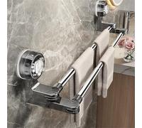 Toallero con ventosa, longitud ajustable, soporte doble para toallero, sin taladrar, colgador de paños montado en la pared para baño y cocina, barra doble para mampara de ducha, (30-60 cm)