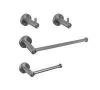 Toallero de Acero Inoxidable Gris Mate para baño, Soporte para Papel higiénico, Taza Individual, Cepillo para Inodoro, Juego de toallero con Gancho para Bata, Juego de 4 Piezas B