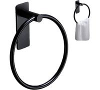 Toallero de Anilla, Toallero en Forma de Anillo Negro, Anillo De Toalla para Baño, Porta Toallas Redondo, Acero Inoxidable Percha De Baño, Anillo De Toalla para Baño, Cocina, Montaje en Pared