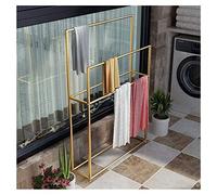 Toallero de metal resistente de 2 niveles, resistente al óxido, acabado dorado, ideal para cocina y piscina, 75 x 20 x 110 cm, solución de almacenamiento duradera y elegante para toallas y accesorios
