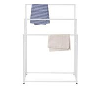 Toallero de pie de 3 niveles, de gran tamaño, con reposapiés ajustables, para dormitorio, baño, balcón, piscina, blanco