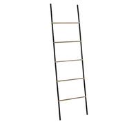Toallero de Pie Tipo Escalera KENTA Gedy, Negro Mate y Bambú Natural, 45x2,1x161 cm, Fabricado en Metal y Bambú, Diseño Moderno sin Instalación