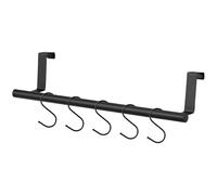 Toallero de Puerta, de Acero Inoxidable, para Colgar Toallas de Cocina, no Requiere taladrar, para Colgar Toallas, 24 cm de Largo, Color Negro, con 5 Ganchos en S