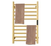 Toallero eléctrico, 10 barras, 115 W, acero inoxidable, color dorado, para montaje en pared