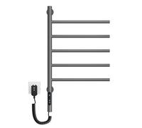 Toallero eléctrico de baño de acero inoxidable con pantalla digital intelinte, control de temperatura y tiempo, barra de secado de toallas calefactada(Grey)