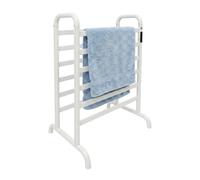 Toallero Eléctrico de Pared sin Agujeros, Calentador de Toallas para Baño de Doble Piso, 180W, 45-60°C, Temporizador 1-24h, Capacidad 30kg, Blanco, 60x43x90,5 cm