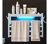 Toallero eléctrico Inteligente de Pared, Calefactor de Toallas, toallero eléctrico termostático de 4 Barras con Estante de Almacenamiento de una Sola Capa y lámpara UV, tendedero Cal