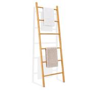 Toallero Escalera de 6 Niveles de Bambú, Estantería de Escalera Inclinada, Toallero de Pie de Escalera, Toallero de Baño para Colgar Toallas, Ideal para el Hogar y el Baño, 192x50x3.5cm