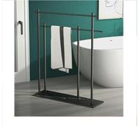 Toallero independiente de 2 niveles, elegante organizador de metal para toallas de baño y de mano, paños y accesorios de baño, almacenamiento que ahorra espacio para baños modernos