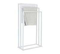 Toallero Relaxdays (Al x An x F): 84 x 44 x 21,5 cm, Metal Mate, 3 Barras escalonadas, de pie, baño, Blanco