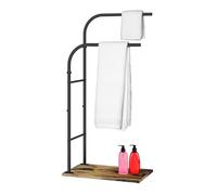 Toallero Relaxdays con repisa y 2 Barras, 80,5x40x24 cm, Estilo Industrial, Metal marrón Oscuro/Negro, Montaje fácil