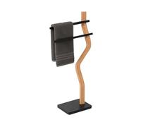 Toallero Relaxdays, (H x A x F): 86 x 37 x 18 cm, Metal, Madera, 2 Varillas, Soporte de Toallas, baño, Negro/Natural