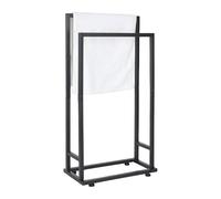 Toallero Relaxdays, HxBxT: 77 x 41 x 21 cm, Metal, 2 Barras, toallero de pie, baño, Negro