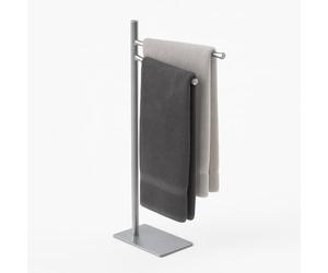 Toallero Relaxdays, HxPxF: 78 x 33,5 x 14 cm, Acero Inoxidable, 2 Barras Ajustables, toallero de pie, Plateado
