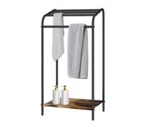 Relaxdays Toallero industrial repisa marrón oscuro,negro