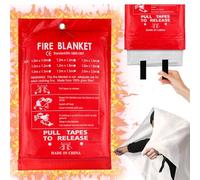 TOATELU Manta ignífuga de 1,5 m x 1,5 m: manta ignífuga para cocina, manta ignífuga de paños de fibra de vidrio, kit de supervivencia de emergencia para cocina, chimenea, barbacoa, coche, camping,