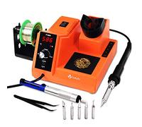 TOAUTO Estación de soldadura, kit de soldador digital de 80 W con temperatura de 176°F-896°F, función C/F, suspensión automática y reposo, bloqueo de temperatura, 5 fallas de soldadura