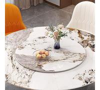 Tocadiscos de mármol natural Lazy Susan - Plato giratorio para mesa de comedor Ø 80 cm, patrones Ele, color claro para entretenimiento y decoración del hogar