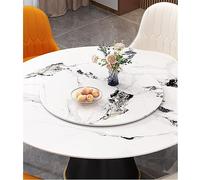 Tocadiscos Lazy Susan de mármol natural, plato giratorio para mesa de comedor, diámetro de 80 cm / 31.5in, patrones Ele, perfecto para entretener a los invitados, color claro D