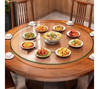 Tocadiscos Lazy Susan de vidrio templado de 76 cm, plato giratorio grande con rodamiento silencioso para centros de mesa de comedor, perfecto para reuniones familiares y entretenimiento