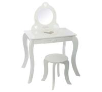 Tocador con Espejo y Taburete, Mesa de Maquillaje con Espejo, 1 Cajón, Rincón de Belleza, Estilo clásico