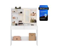Tocador con Luces LED de 3 Colores Ajustable Mesa de Maquillaje con Espejo