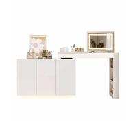 Tocador esquinero giratorio con led 100×40×80 cm - diseño multifuncional con espejo, mesa de maquillaje y escritorio de alto brillo - blanco