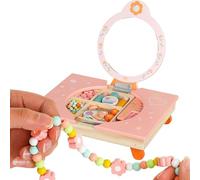 Tocador Para Niños - Madera 29.5cm | Tocador de Madera Con Espejo | Set De Maquillaje Plegable Para Niñas Con Peine Y Cosméticos De Navidad Hogar Habitación Infantil