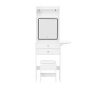 Tocador pequeño 75x156x45 cm - led regulable, 2 cajones, 2 compartimentos, tableros abatibles - blanco